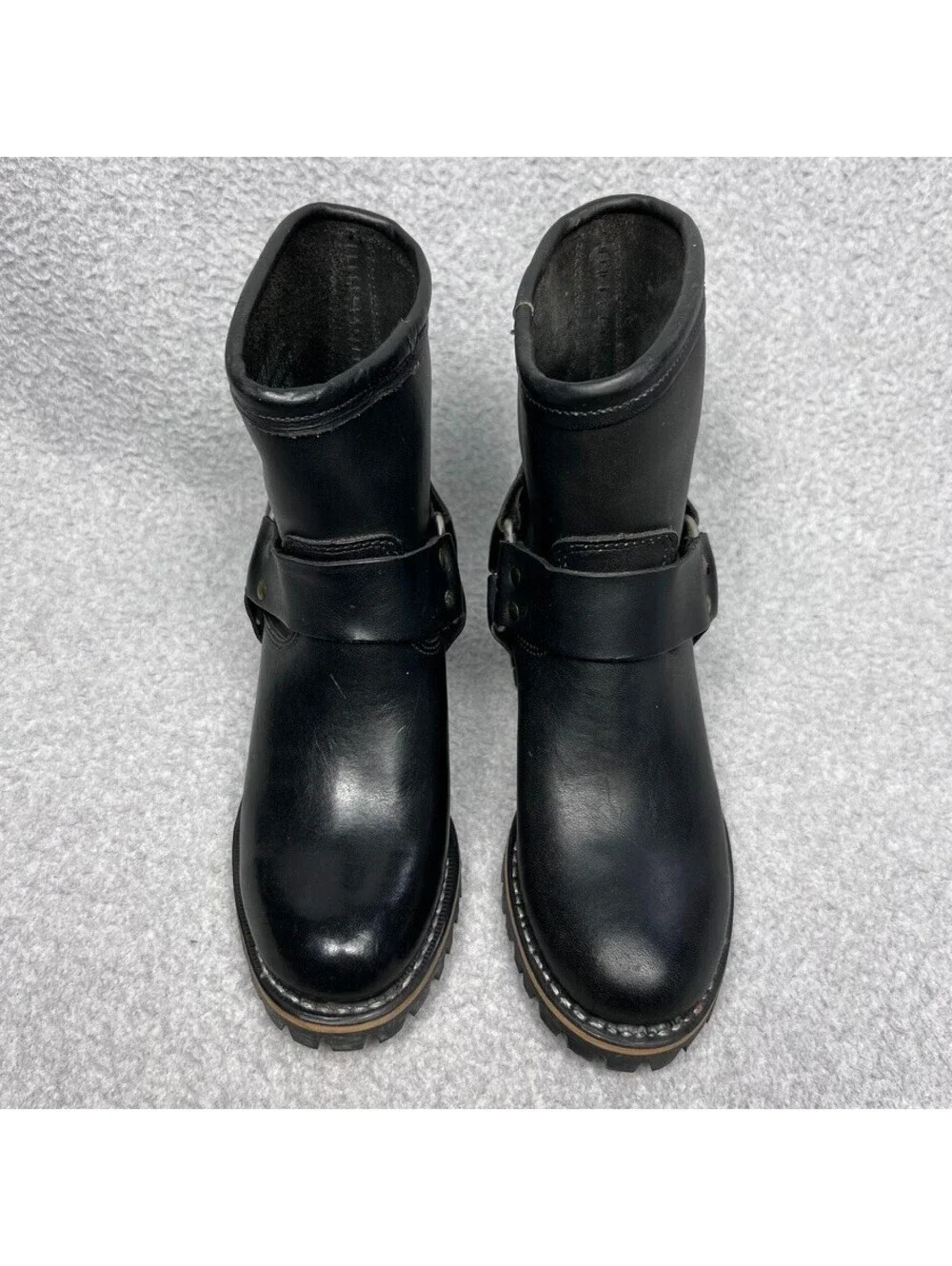 Durango RD5260 Black Leather Harness Moto Boots 5 M Biker Lug Sole Ankle Booties